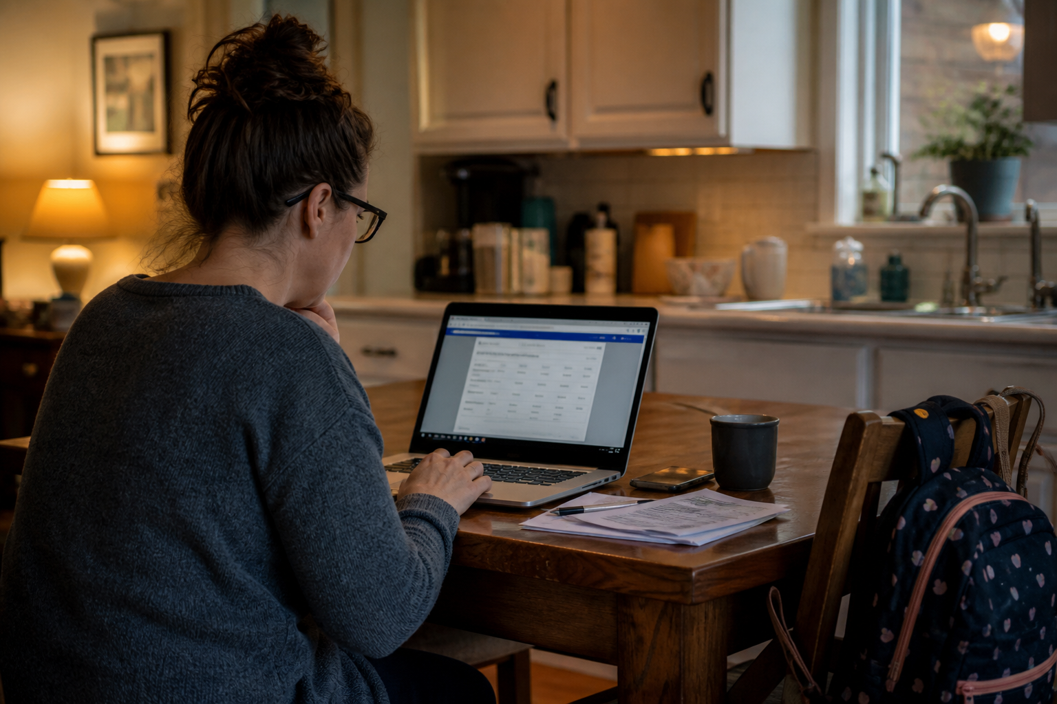 A parent reviews workplace benefits at home. Treasury this week set rules for employer money going into children’s Trump Accounts.